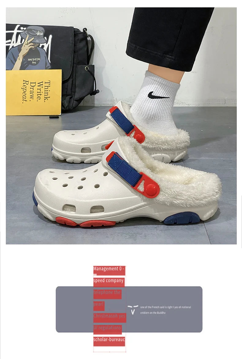 Men Slippers Slippers for Men Waterproof Soft and Comfortable Warm Add Velvet Couple Women Home Shoes Non-Slip Wear-resistant