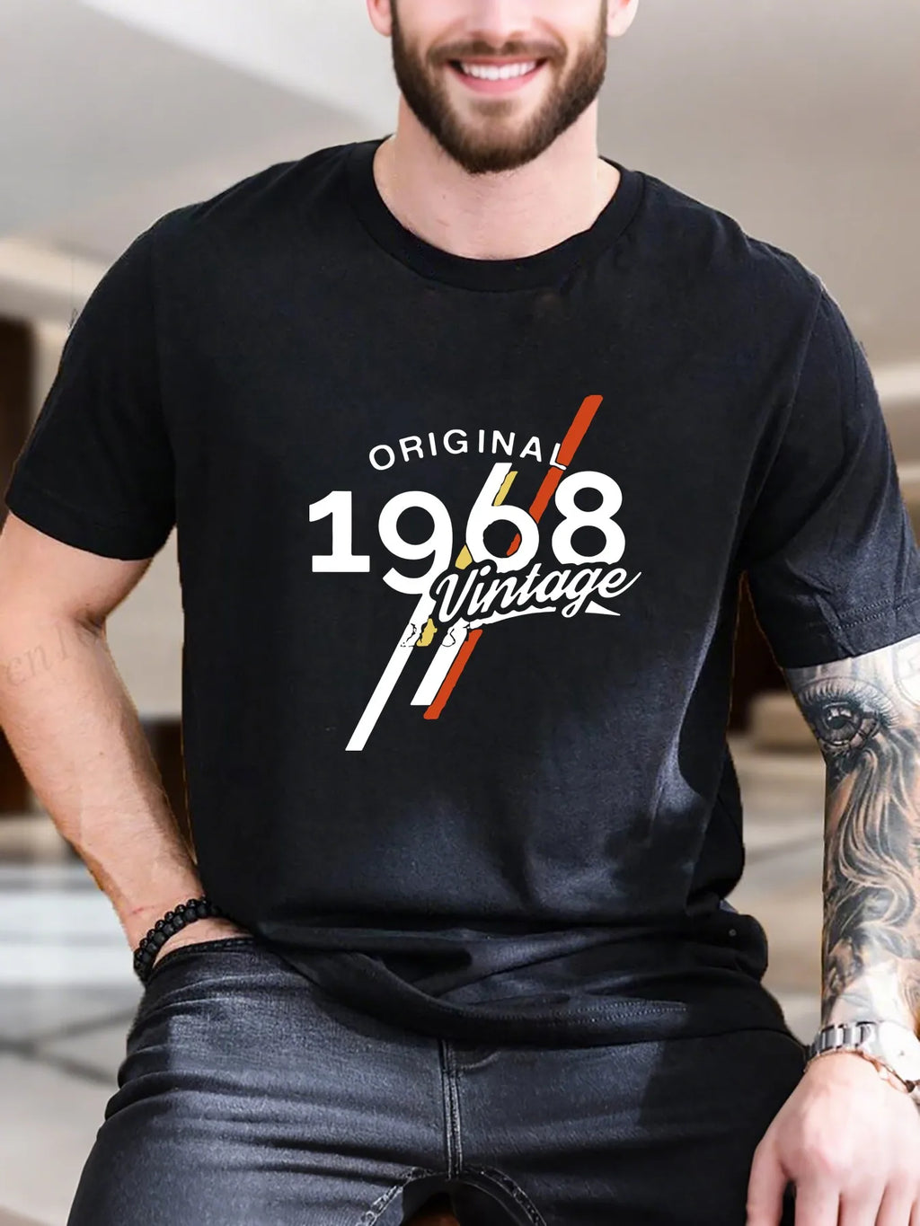 Men's Printed Short Sleeve T-Shirt - 100% Cotton Comfortable Breathable, Trendy Number Graphic Design, Multi-Color Options, Casual S