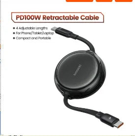 100W Type C To Type C Retractable Cable Fast Chaerger Cable Mini Size 480Mdps Data Cable Mobile Phone Cable Accessories