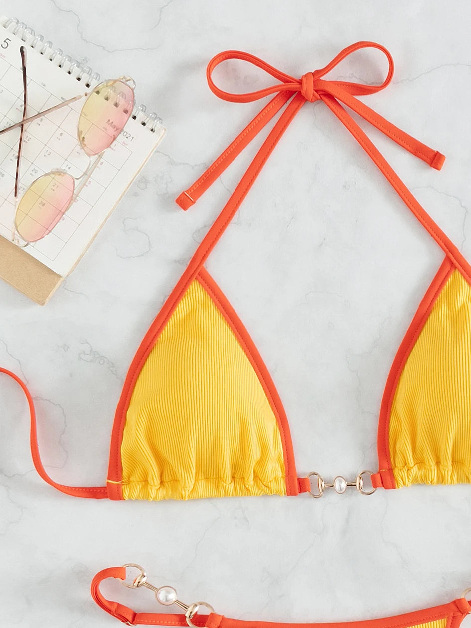 Sexy Micro Bikini Swimsuit 2023 Woman Chain Swimwear Thong Bikinis Sets Brazilian Women Bathing Suit Beach Wear Bather Biquini