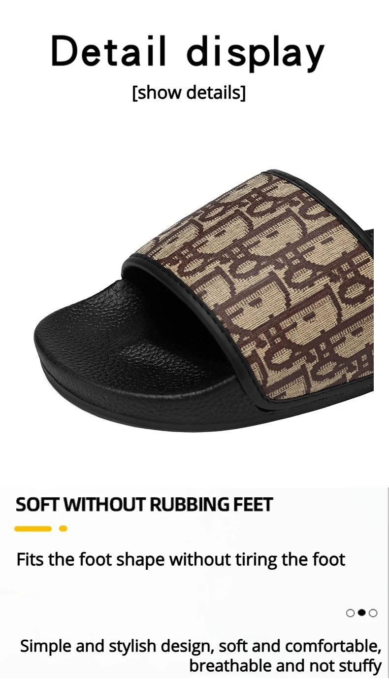 Slipper for Men's Home Slippers Lightweight Summer New Style Flat and Worn Casual Retro Patterned Anti-slip Quick-drying Sandals