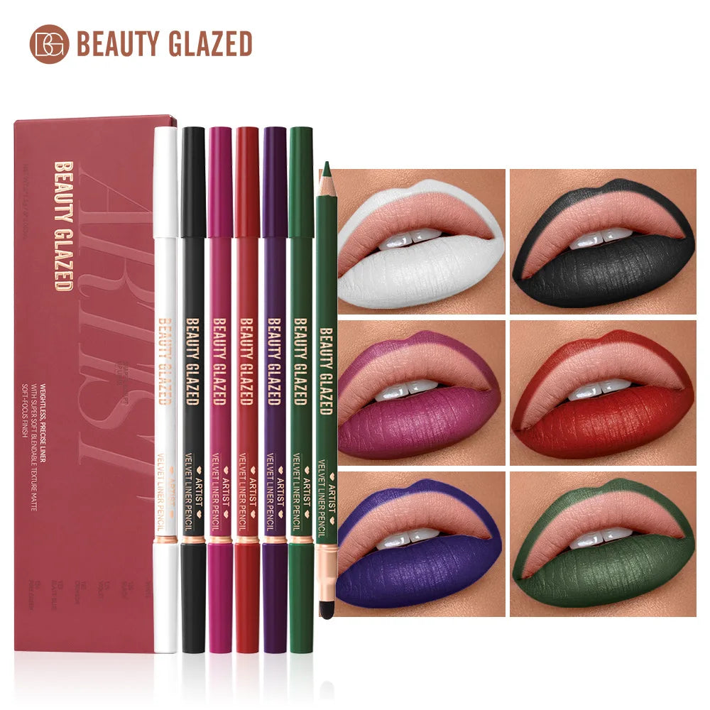 6pcs Matte Dual-Ended Lip Liner Pencils Set Long-Lasting Non-Drying Perfect for Lining Filling Lips Versatile for All Skin Typ