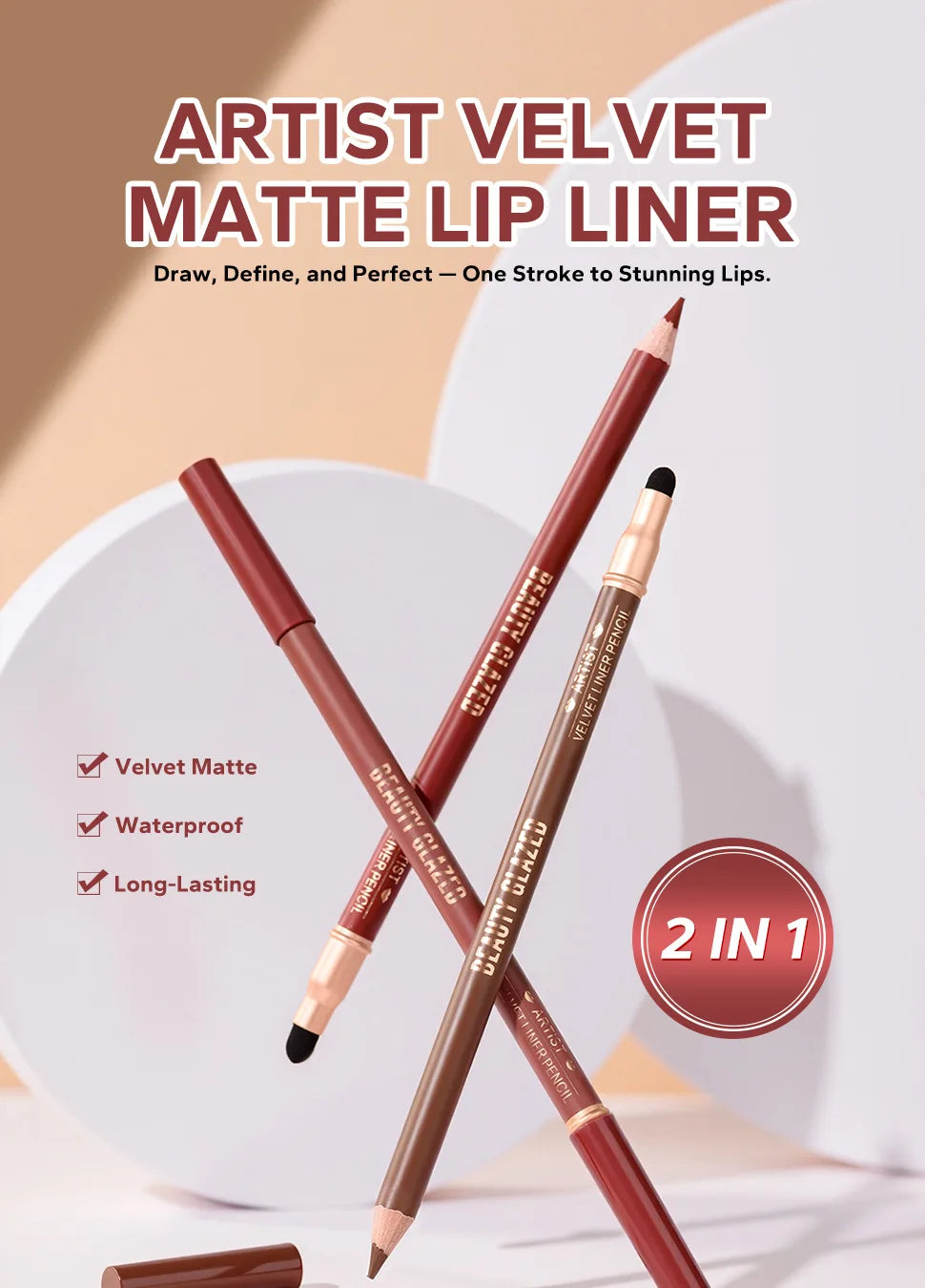 6pcs Matte Dual-Ended Lip Liner Pencils Set Long-Lasting Non-Drying Perfect for Lining Filling Lips Versatile for All Skin Typ