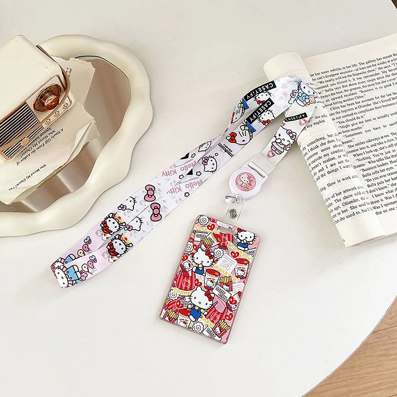 Sanrios ID Card Holder Lanyard Porta Credencial Pochacco Kuromi credit Card Case Cover with Neck Strap for Work Kawaii Accessory