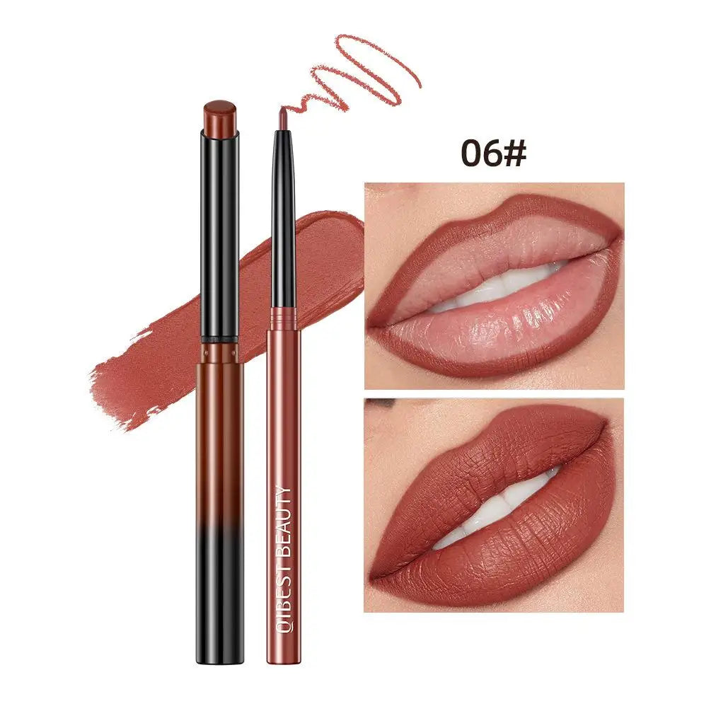 2pcs Lipstick Lipliner Pen Set Matte Velvet Lip Liner Pencil Contour Makeup Sexy Red Lip Stick Long Lasting Cosmetics