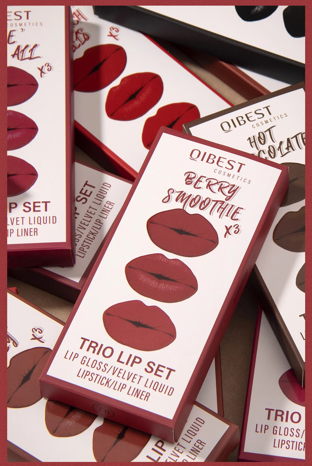 3pcs Lip Makeup Sets Lip Gloss Glaze Tint Long-lasting Matte Liquid Lipstick Waterproof Sweatproof Lip Liner Pencil Contour Kits