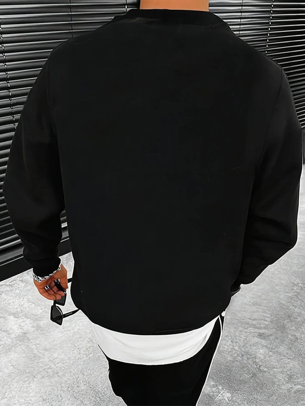 Men's autumn and winter fashionable casual loose New York letter graphic printed long sleeved round neck sweatshirt