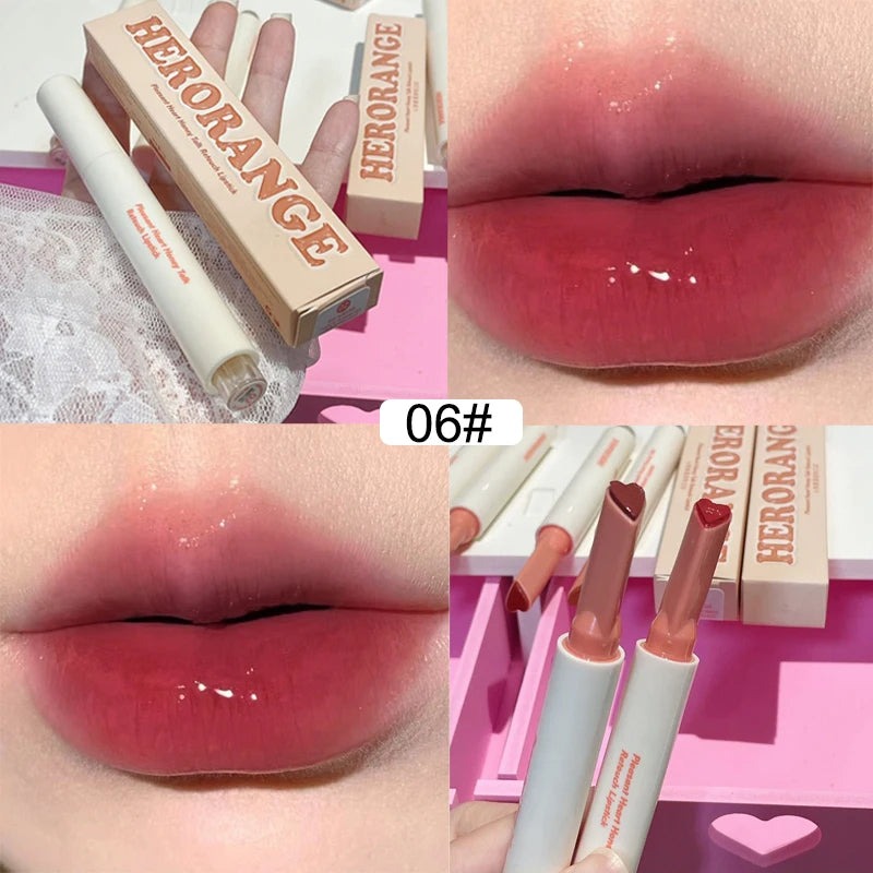 Mirror Glass Solid Lip Glaze moisturizing Heart Shape Water Light Lipstick Pen Jelly Lip Gloss Korean Tint Makeup Girl Cosmetics