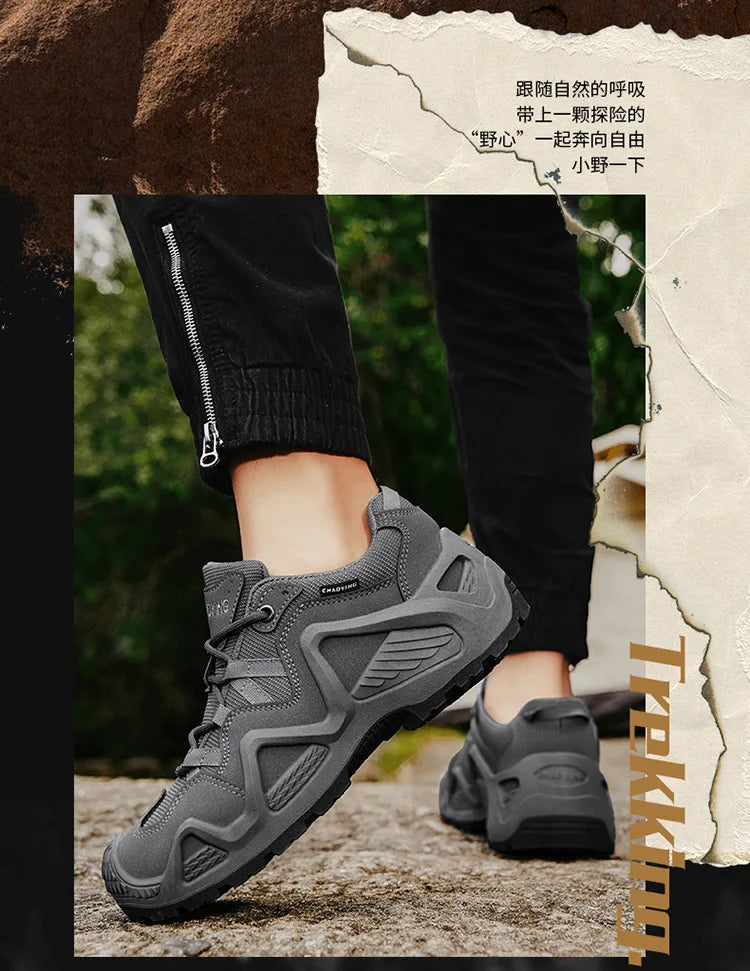 Men Sneakers 2025 Autumn New Outdoor Hiking Shoes Retro Platform Non-slip Casual Sneakers Lace-up Climbing Shoes Sports Shoes