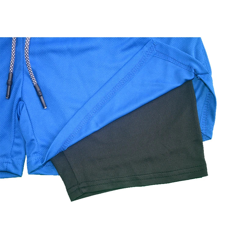 2025Men Running Shorts 2 In 1 Double-deck Sport Shorts Sportswear Gym Fitness Short Pants Training Jogging Bottom Men's Clothing