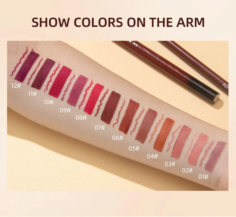 2pcs Lipstick Lipliner Pen Set Matte Velvet Lip Liner Pencil Contour Makeup Sexy Red Lip Stick Long Lasting Cosmetics