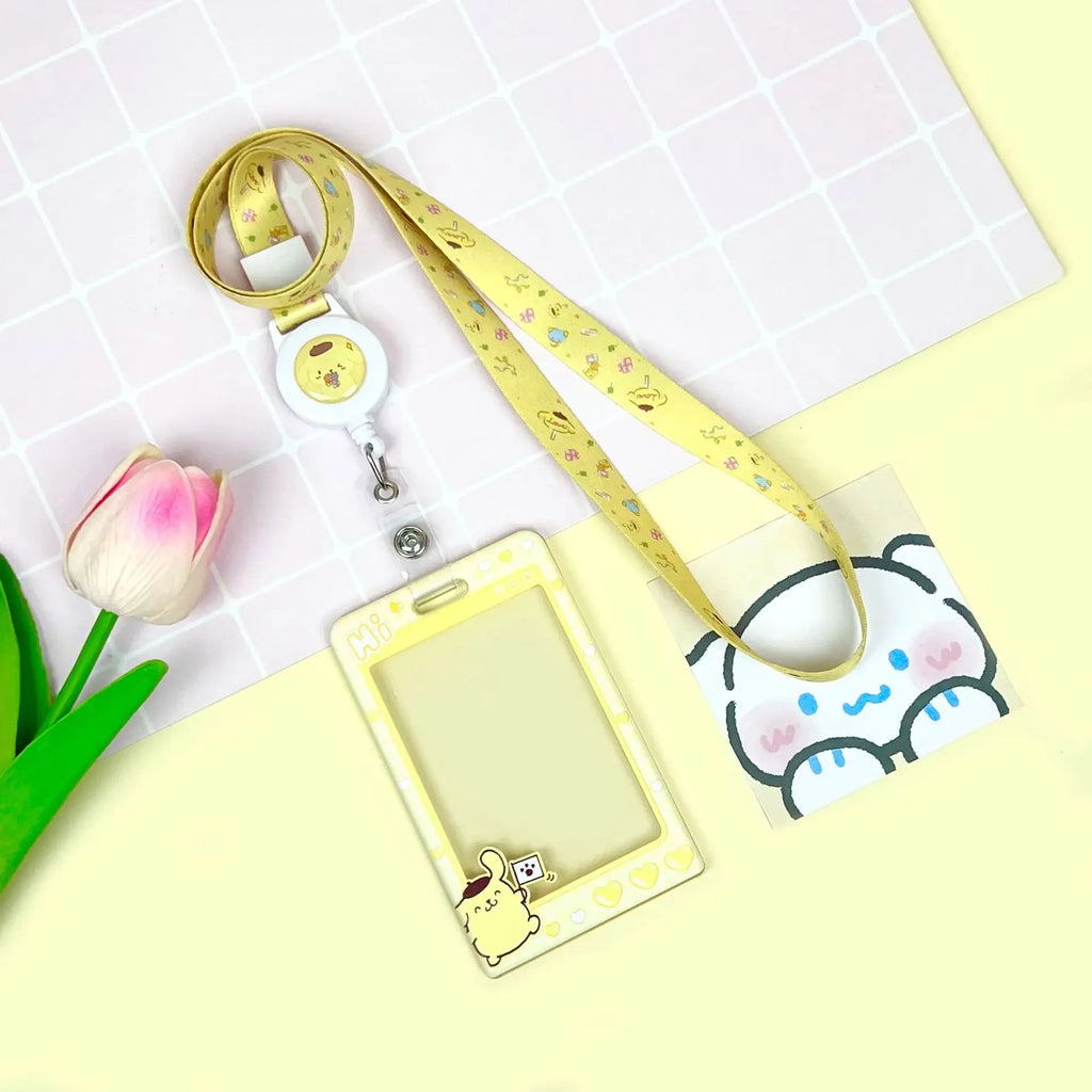 Sanrios ID Card Holder Lanyard Porta Credencial Pochacco Kuromi credit Card Case Cover with Neck Strap for Work Kawaii Accessory