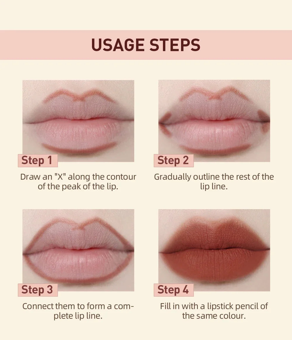 2pcs Lipstick Lipliner Pen Set Matte Velvet Lip Liner Pencil Contour Makeup Sexy Red Lip Stick Long Lasting Cosmetics