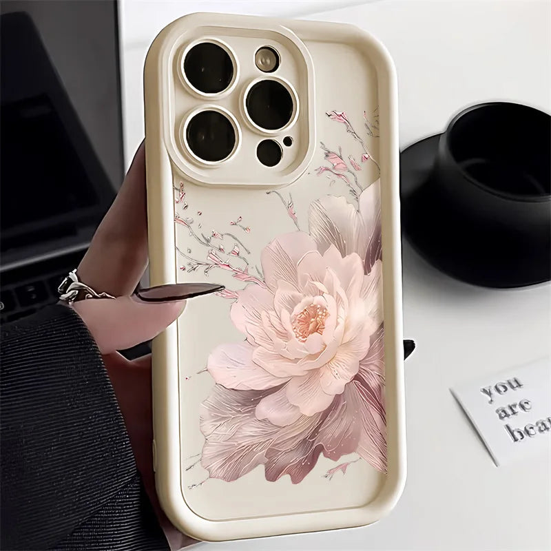 Cute Flower Phone Case For iPhone 11 Case iPhone 15 13 16 17 12 14 Pro Max XR X XS 7 8 Plus SE Anti-drop Shockproof Cover Funda