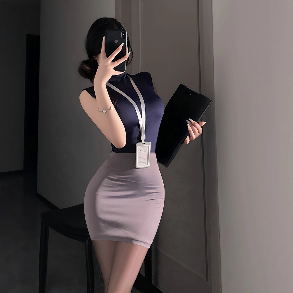 Sexy Office Lady Cosplay Costumes Erotic Lingerie Hip Wrap Skirt Women's Secretary Roleplay Uniform Temptation Mini Dress