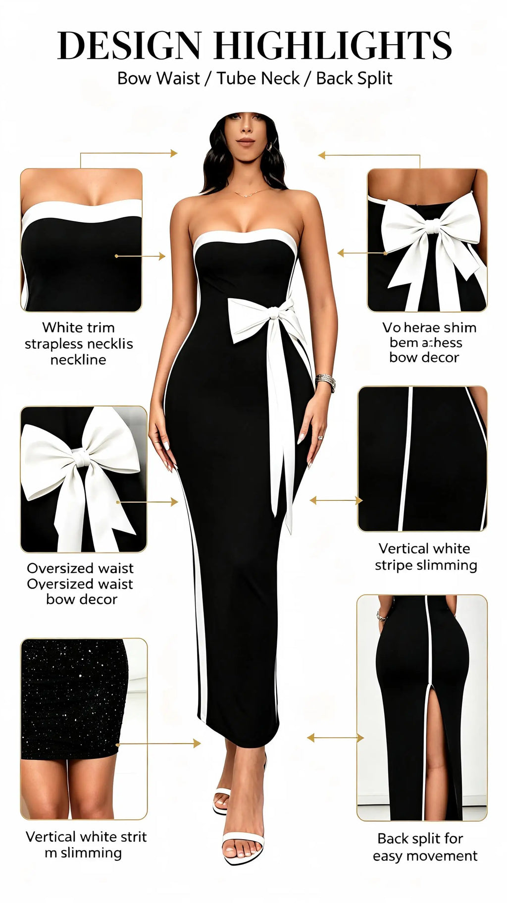 Ladies Fashion Elegant Color Block Knot Design One Shoulder Dress Stylish Graceful Versatile Butterfly Bow Dress for Women