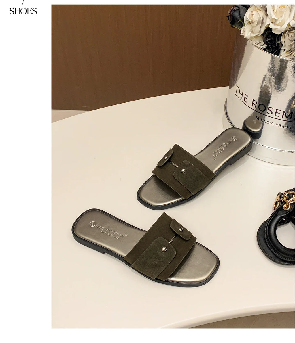 Womens slippers summer elegant versatile casual breathable anti-slip suitable outdoor travel beach activities flat shoes sandals