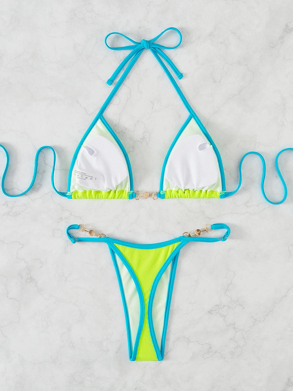 Sexy Micro Bikini Swimsuit 2023 Woman Chain Swimwear Thong Bikinis Sets Brazilian Women Bathing Suit Beach Wear Bather Biquini