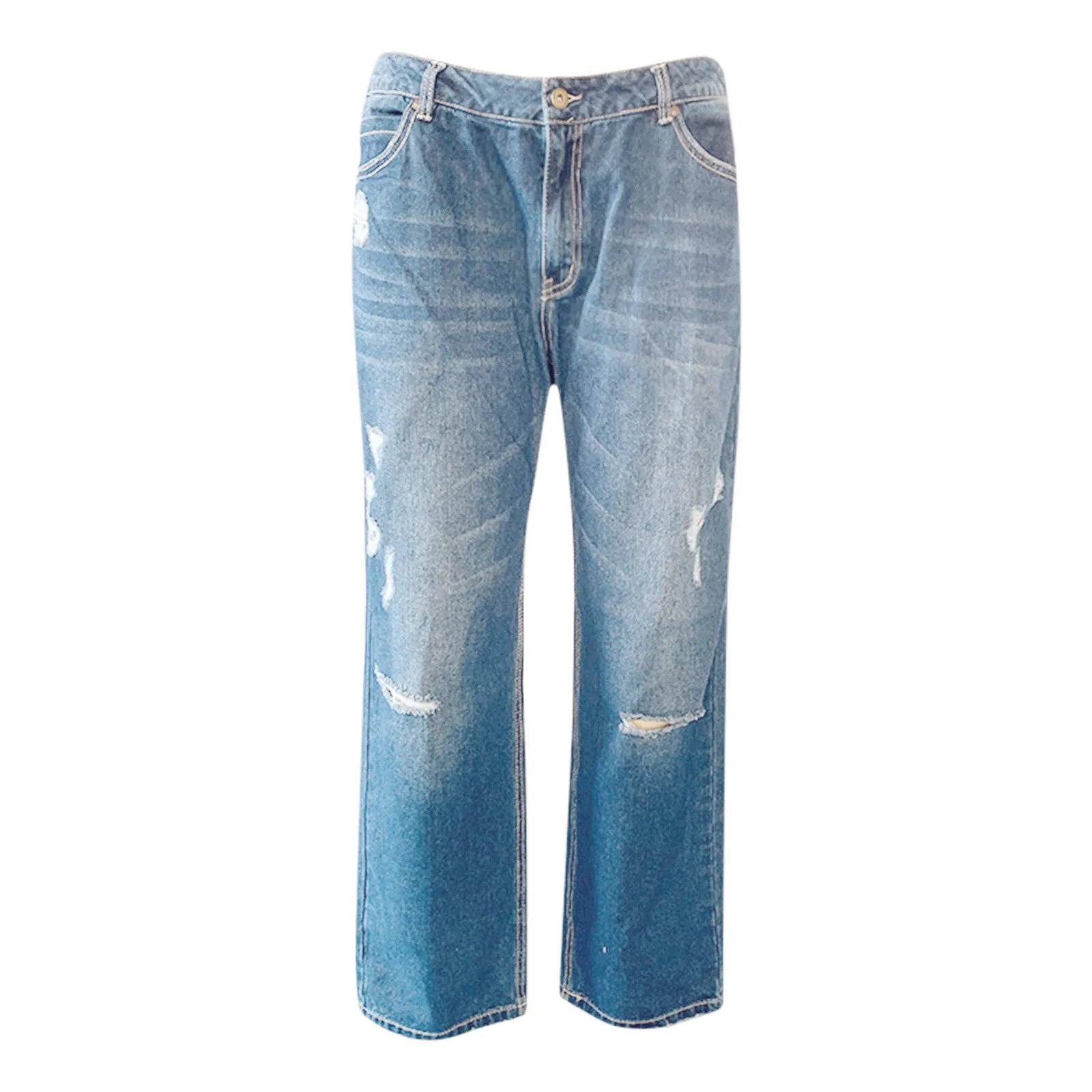 Straight Leg Jeans For Women High Waist Cargo Pants Ripped Hem Low Waisted Jeans High Waisted Stretch Jeans Pantalones De Mujer
