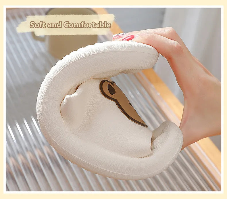 Summer Men Slippers Indoor Women Bathroom Soft Sole Non-slip Slides Home Cartoon Bear Flip Flops Beach Sandals Ladies Shoes