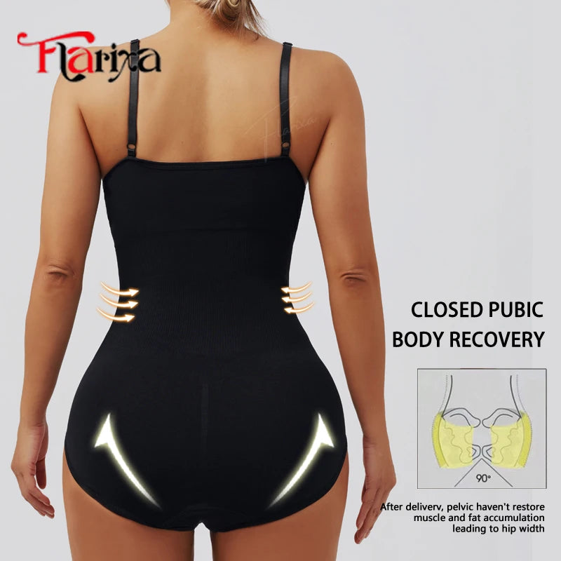 Flarixa Women Suspender Shapewear Bodysuit With Hooks Seamless Waist Trainer Body Shaper Briefs Butt Lifter Tummy Slimming Faja
