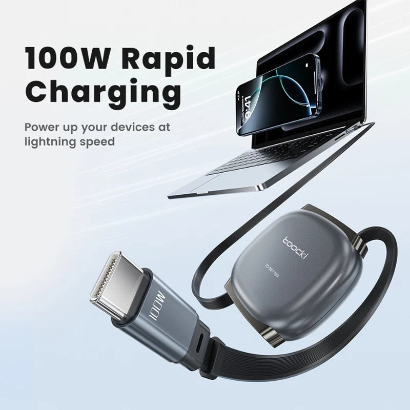 100W Type C To Type C Retractable Cable Fast Chaerger Cable Mini Size 480Mdps Data Cable Mobile Phone Cable Accessories