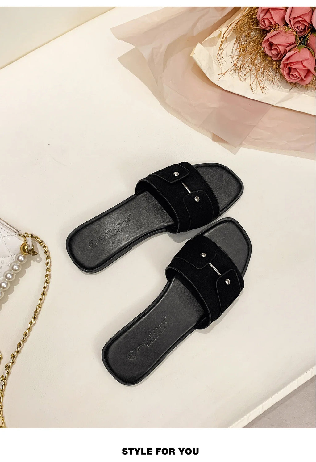 Womens slippers summer elegant versatile casual breathable anti-slip suitable outdoor travel beach activities flat shoes sandals