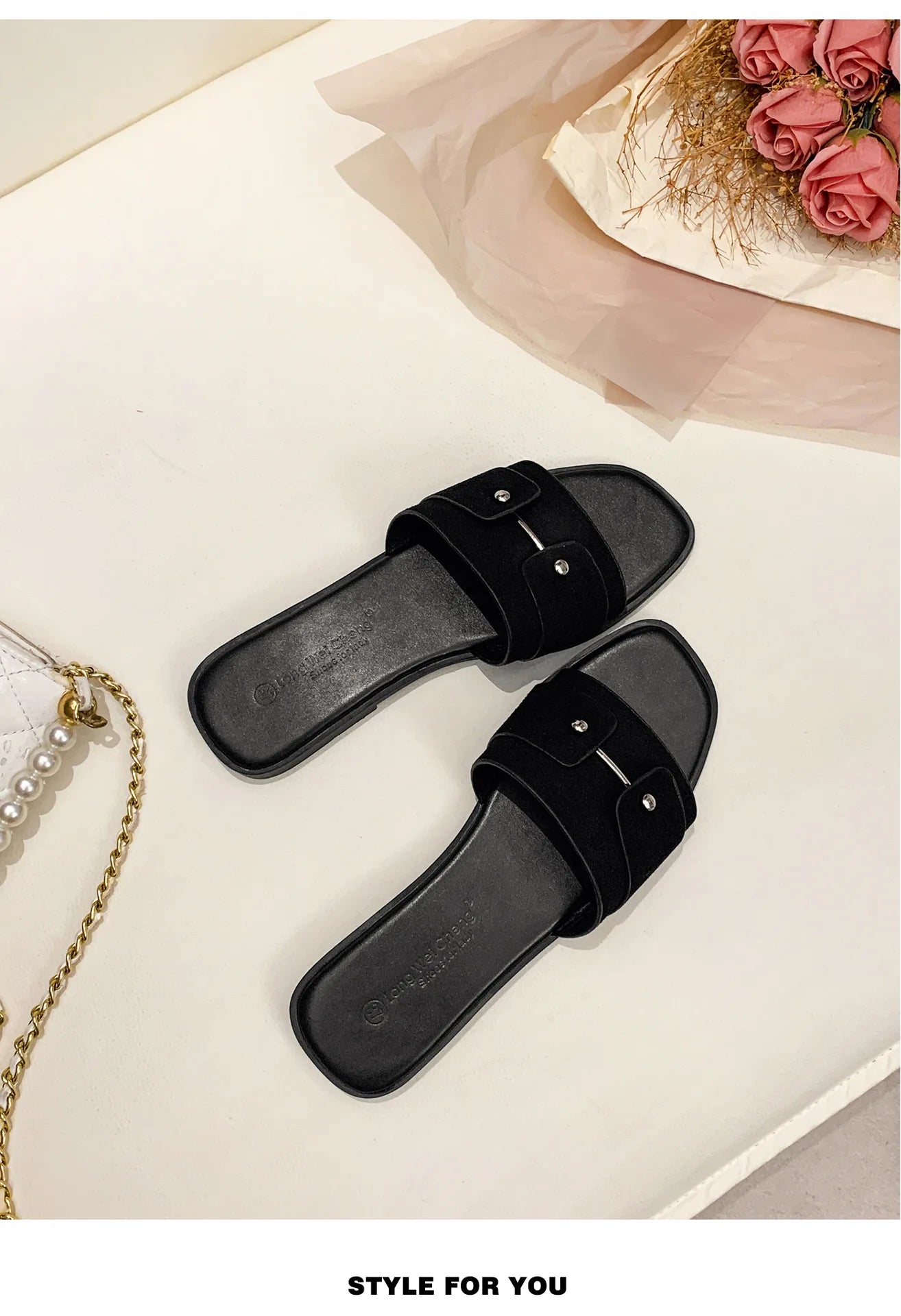 Womens slippers summer elegant versatile casual breathable anti-slip suitable outdoor travel beach activities flat shoes sandals
