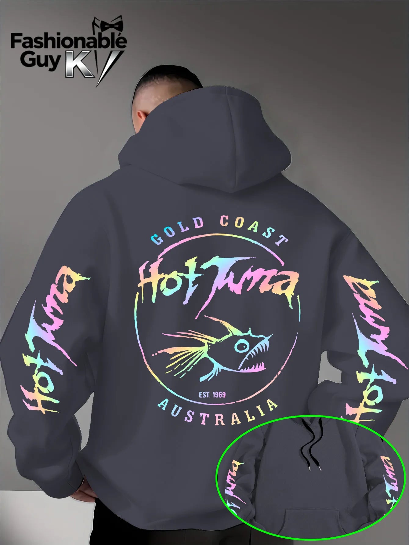 Men Hoodie Hot Tuna Gold Coast Australia 1969 Rainbow Print Casual Streetwear Oversized Sweatshirt Unisex Harajuku Pullover Tops