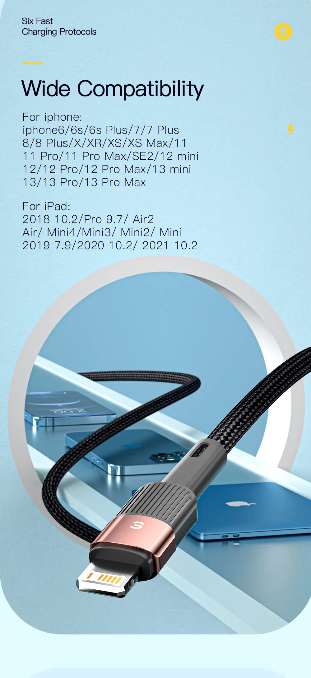 Essager USB Cable For Iphone14 13 12 11 Pro Max Xs Xr X SE 8 7 6 Plus Fast Charging Mobile Phone Data Line For Ipad Charger Wire