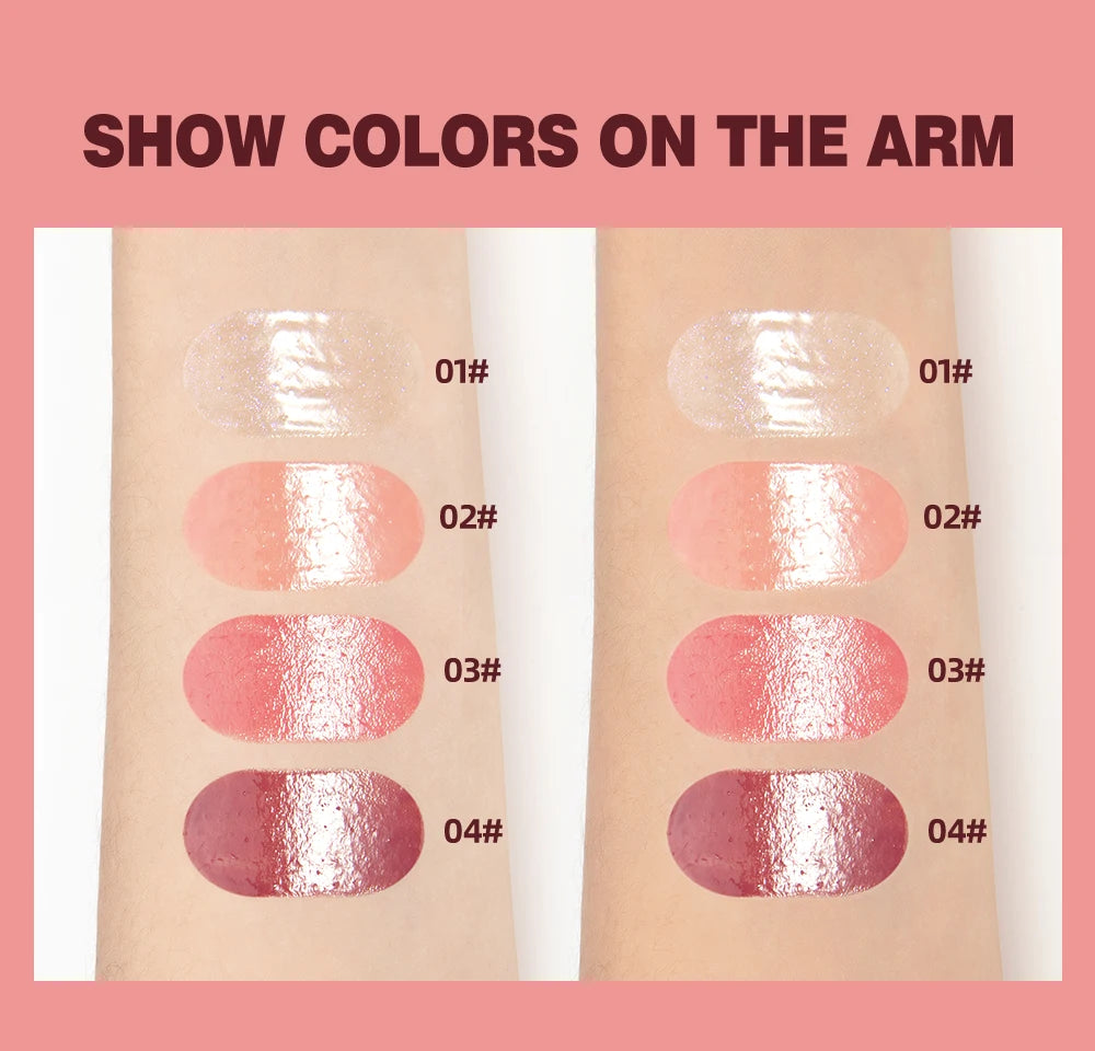 QIBEST Mirror Pearl Lipgloss Long Lasting Moisturizing Lipstick Shine Glitter Lip Glaze Non Stick Cup Jelly Pout Lip Tint Makeup