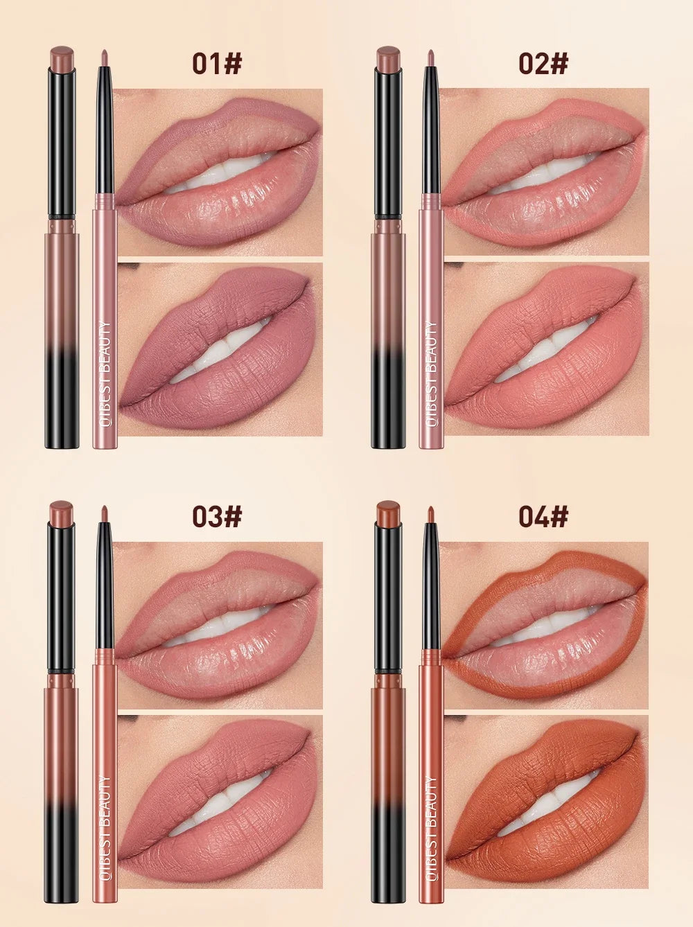 2pcs Lipstick Lipliner Pen Set Matte Velvet Lip Liner Pencil Contour Makeup Sexy Red Lip Stick Long Lasting Cosmetics