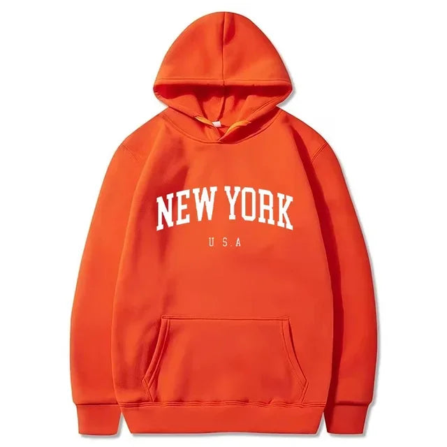 Women New York U.S.A City Hoodies Fashion Letter Printed Graphic Sweatshirts Loose CasuaMen l Harajuku Hooded Pullover Sportwear