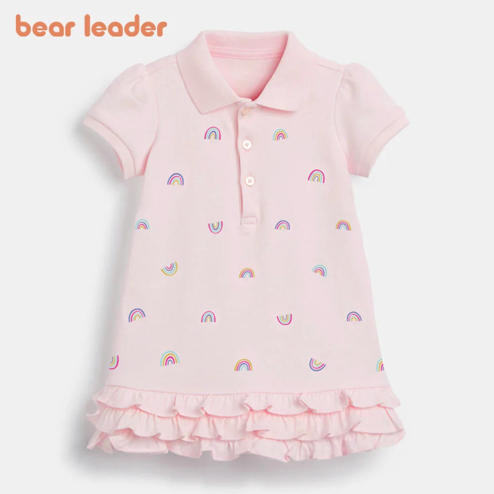 Bear Leader Summer Rainbow Girls Dress Kids Costumes Children's Clothing New Princess Dresses Toddler Kid Ruffles Casual Clothes