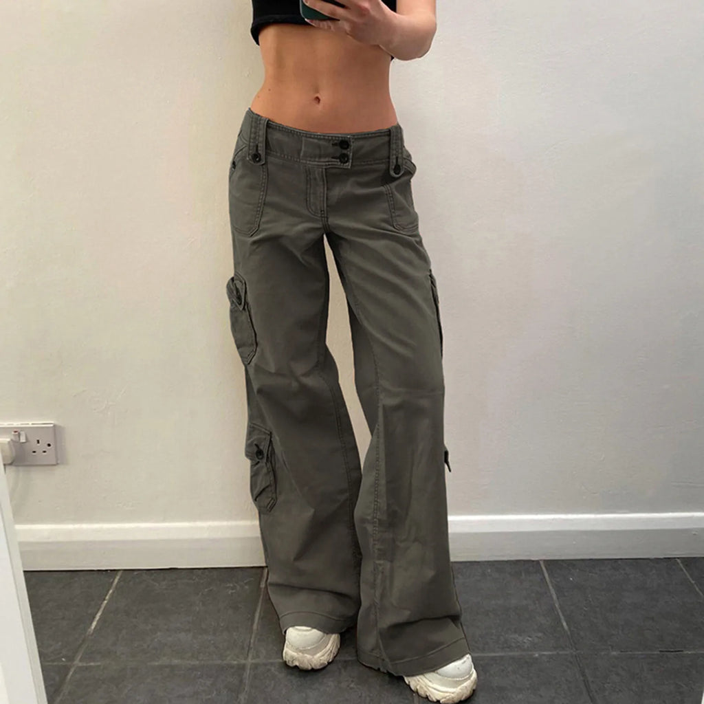 Women'S Jeans Baggy Cargo Pants Streetwear Drawstring Casual Loose Wide Leg Trousers Pantalones Hip Hop Joggers Sweatpants 청바지