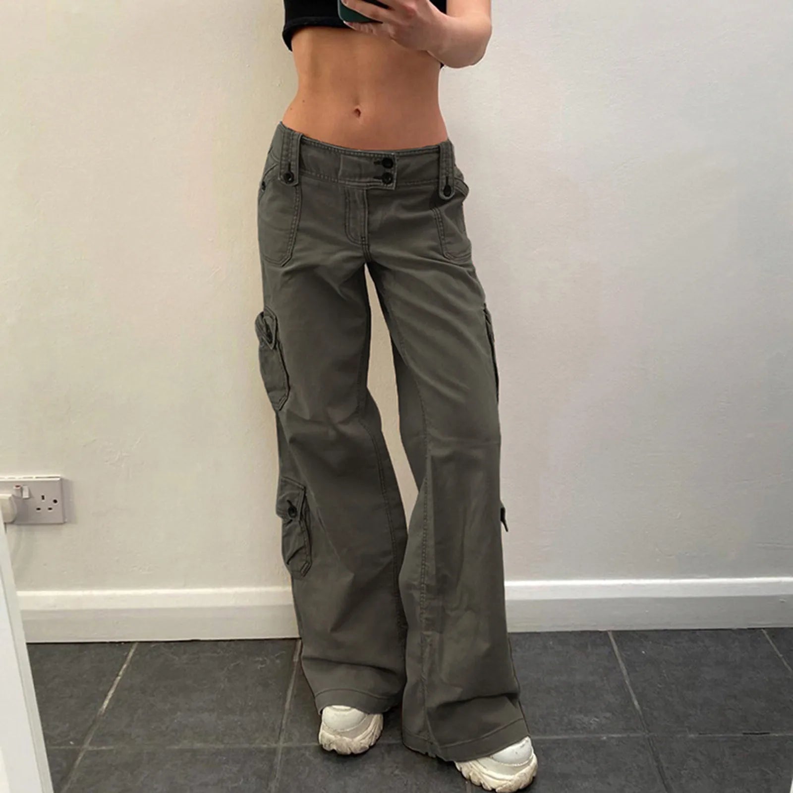 Women'S Jeans Baggy Cargo Pants Streetwear Drawstring Casual Loose Wide Leg Trousers Pantalones Hip Hop Joggers Sweatpants 청바지