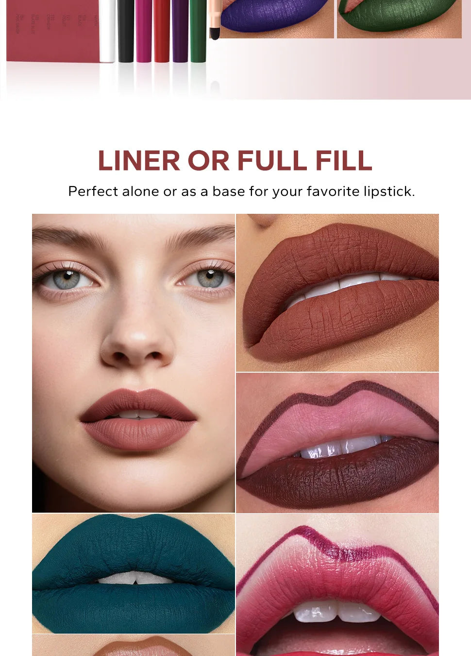 6pcs Matte Dual-Ended Lip Liner Pencils Set Long-Lasting Non-Drying Perfect for Lining Filling Lips Versatile for All Skin Typ