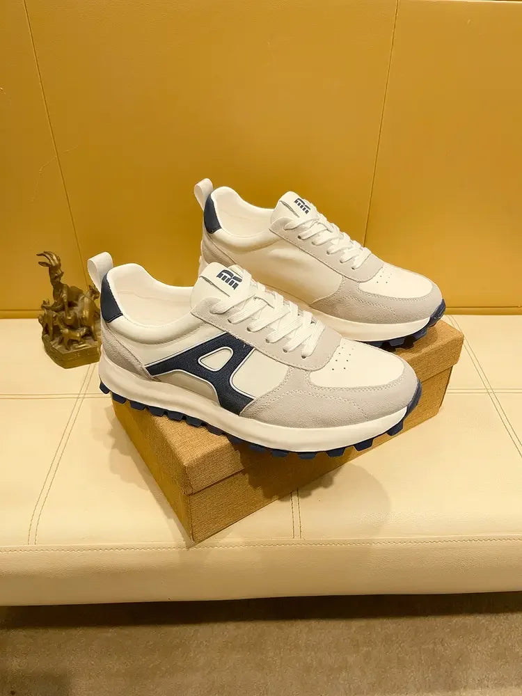 Sneakers Casual Men Designer Retro Running Shoes Fashion Genuine Leather Fabric Breathable Height Increased Platform Sport Shoes