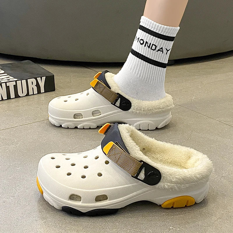 Men Slippers Slippers for Men Waterproof Soft and Comfortable Warm Add Velvet Couple Women Home Shoes Non-Slip Wear-resistant