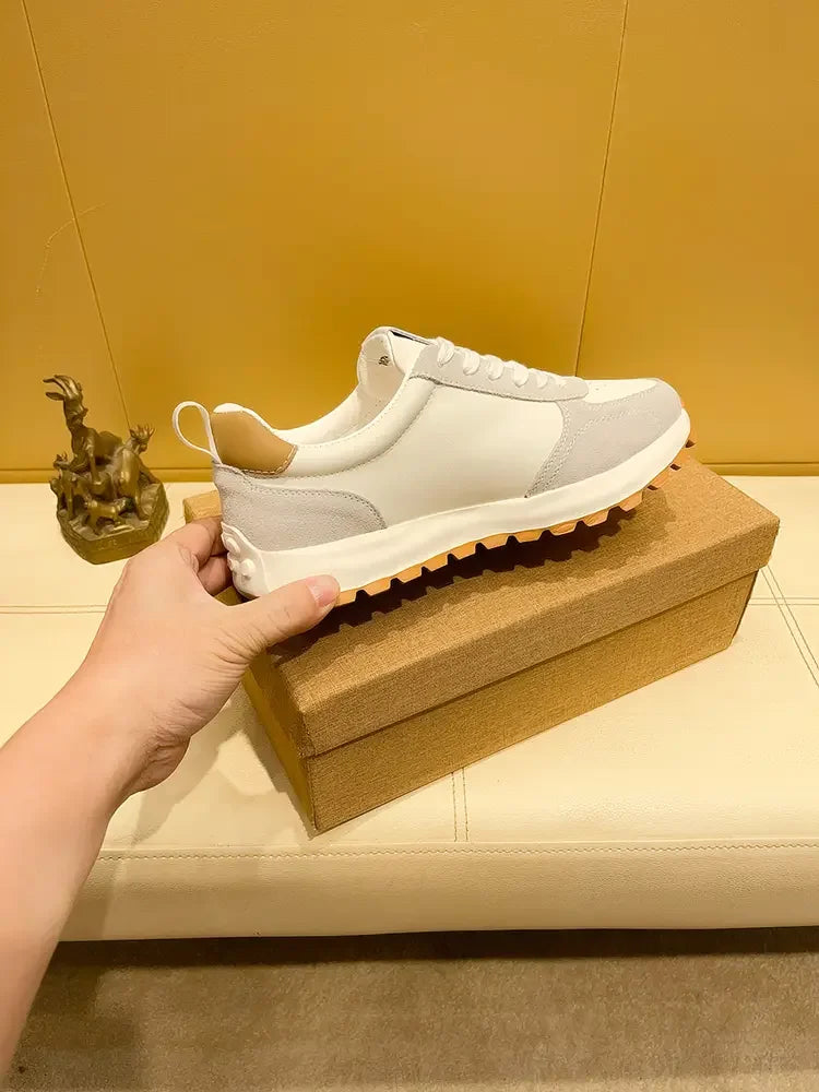 Sneakers Casual Men Designer Retro Running Shoes Fashion Genuine Leather Fabric Breathable Height Increased Platform Sport Shoes