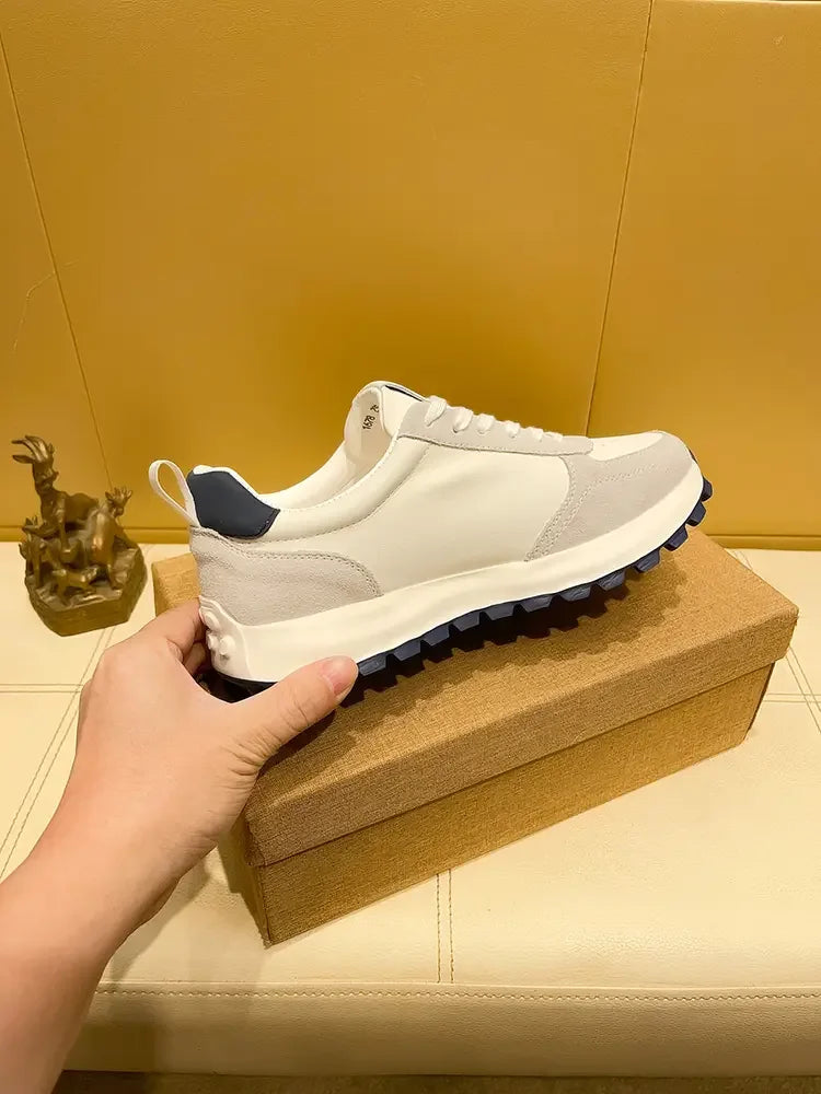 Sneakers Casual Men Designer Retro Running Shoes Fashion Genuine Leather Fabric Breathable Height Increased Platform Sport Shoes
