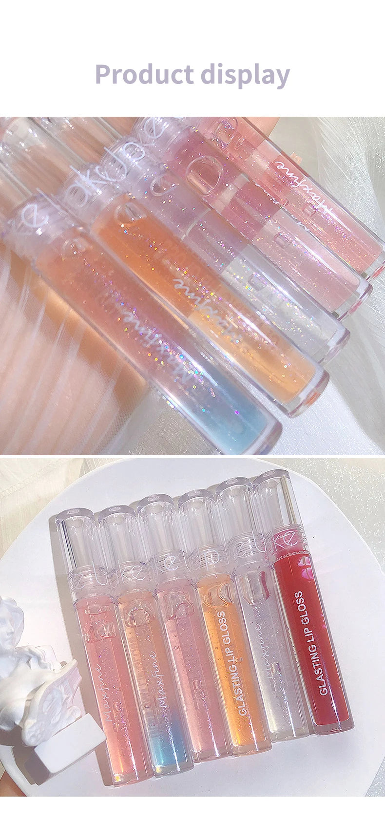 6 Color Mirror Lip Glaze Water Transparent Jelly Gloss Water Light Bright And Durable Natural Moisturizing