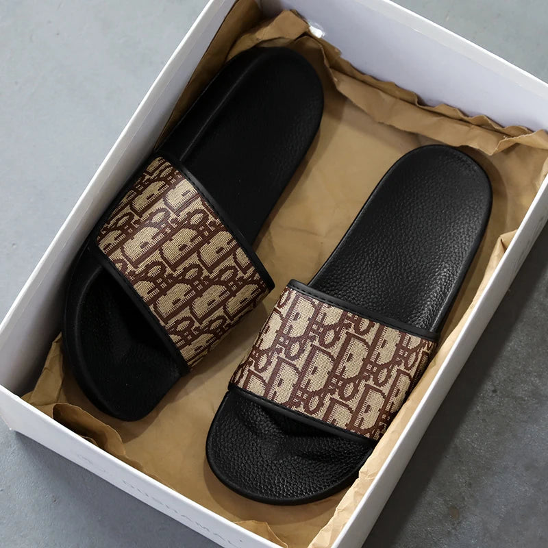 Slipper for Men's Home Slippers Lightweight Summer New Style Flat and Worn Casual Retro Patterned Anti-slip Quick-drying Sandals