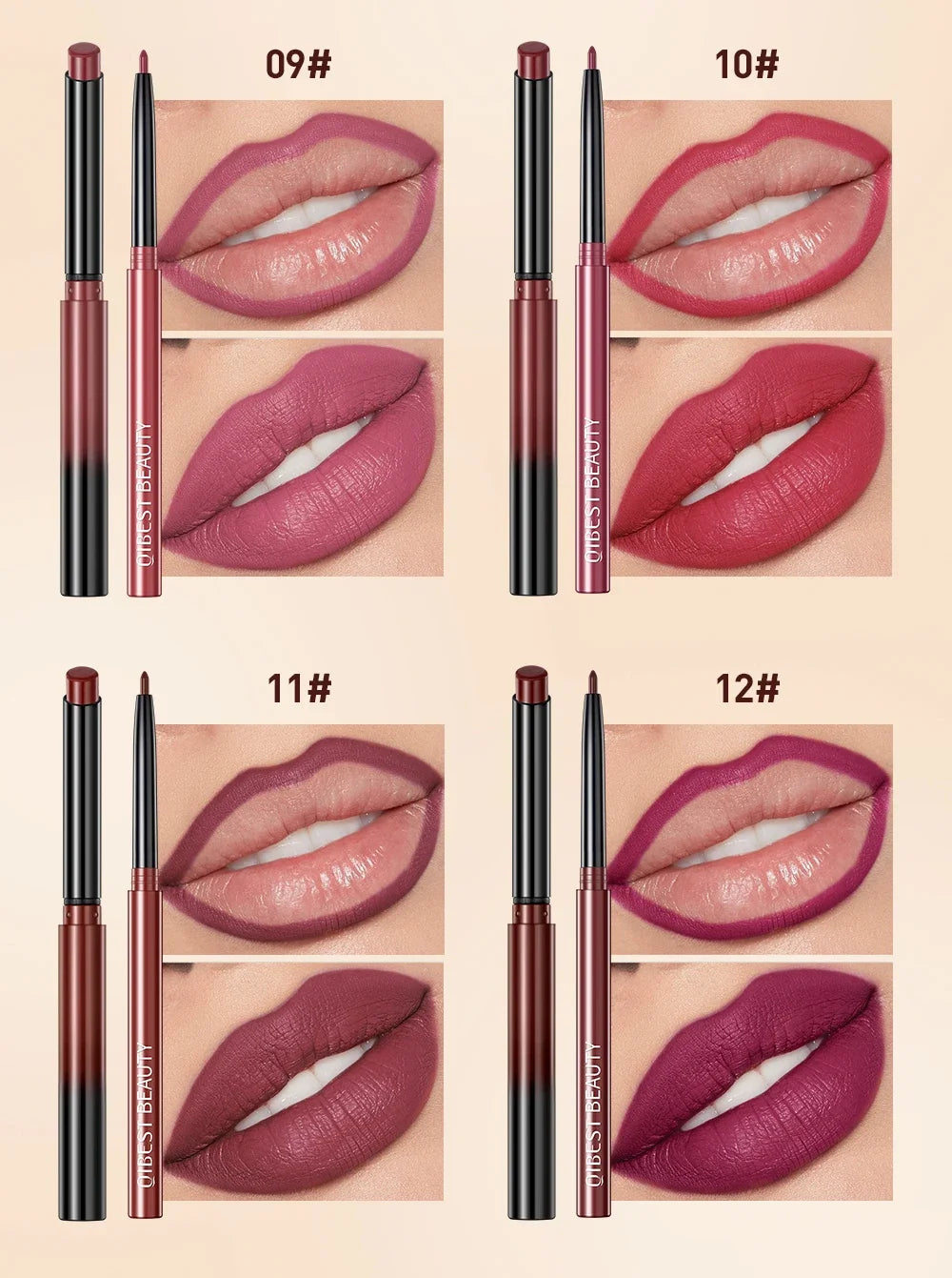 2pcs Lipstick Lipliner Pen Set Matte Velvet Lip Liner Pencil Contour Makeup Sexy Red Lip Stick Long Lasting Cosmetics
