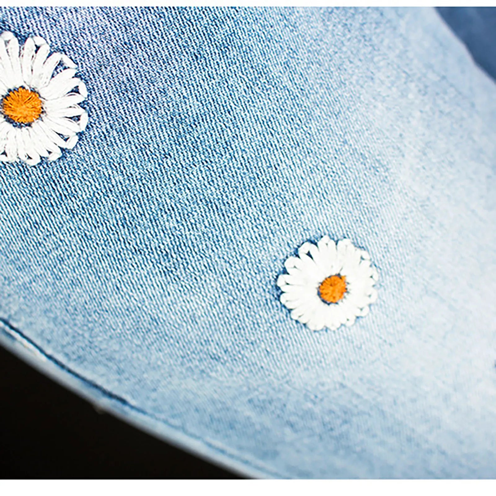 Ladies Daisy Embroidered Denim Pants Women's New Chic Long Fashion Personality Classic Versatile Flared Jean Trousers for Women
