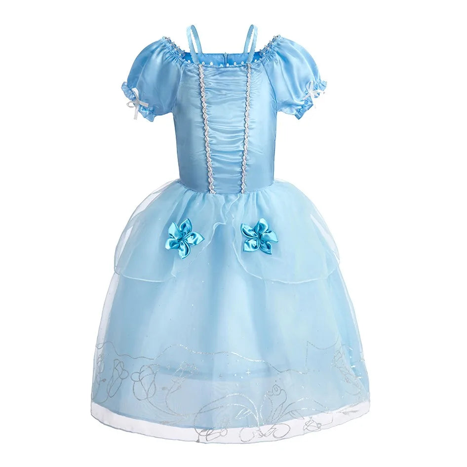 Children Princess Costume Party Fancy Flower Vestido New 2024 Christmas Birthday Carnival Dress Up Rapunzel Belle Disguise Frock