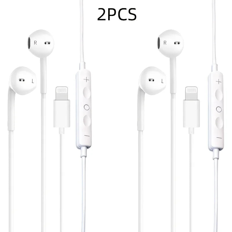 Wired headphones with built-in microphone and volume control, compatible with iPhone 14/13/12/11 Pro Max/Xs/Xr/X/7/8 Plus, white