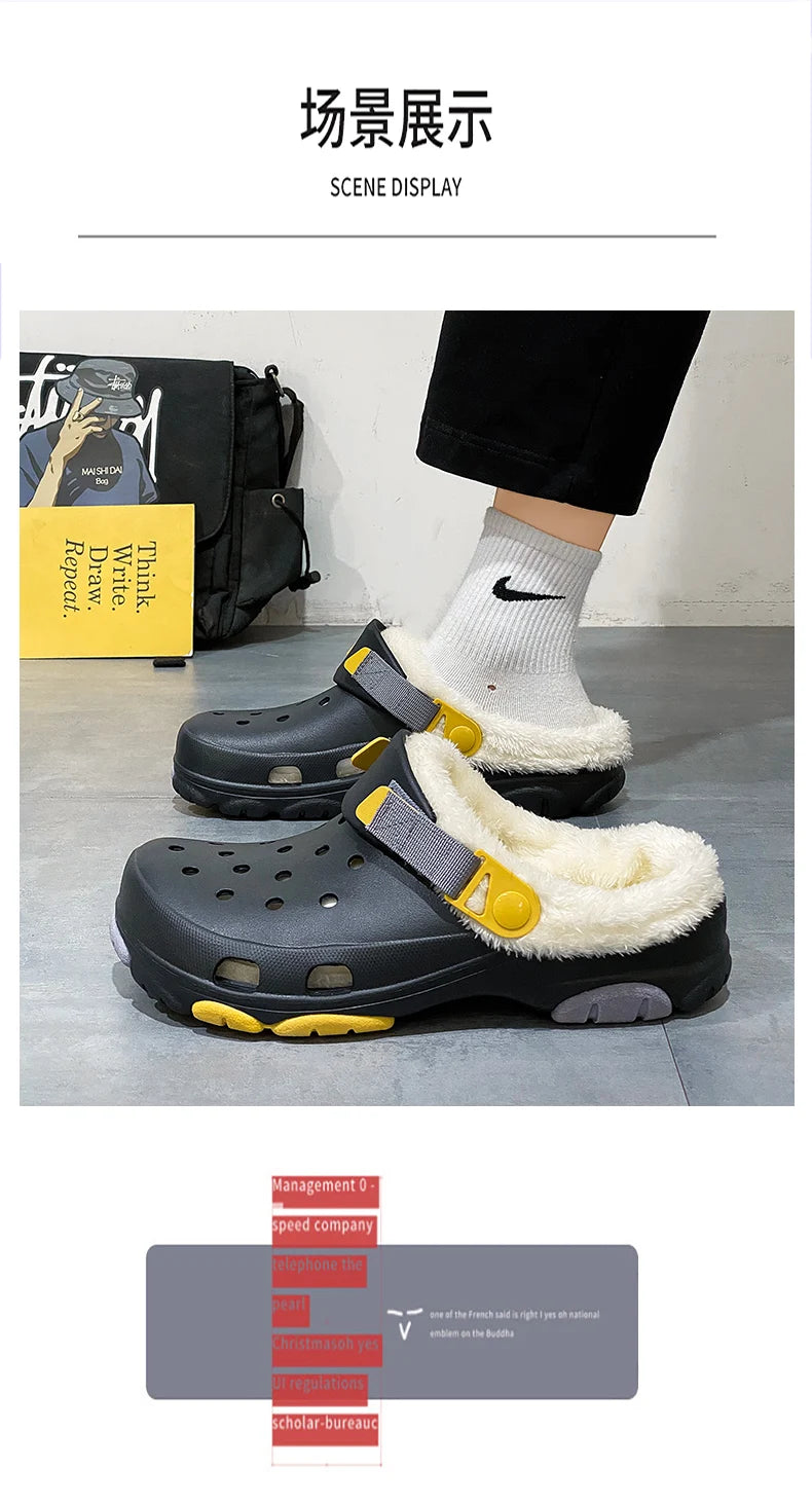 Men Slippers Slippers for Men Waterproof Soft and Comfortable Warm Add Velvet Couple Women Home Shoes Non-Slip Wear-resistant