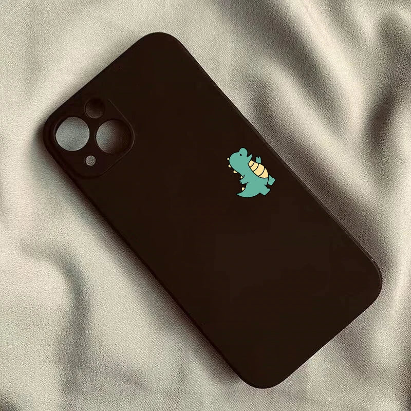 Cute Dinosaur Couple Phone Case for iPhone 16 15 14 13 12 11 Pro Max Mini X XS XR 7 8 Plus SE Shockproof Non-Slip Cover Fundas