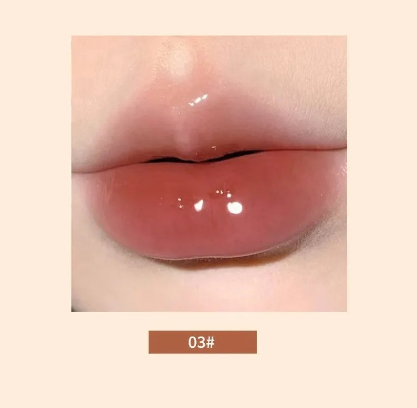 Mirror Glass Solid Lip Glaze moisturizing Heart Shape Water Light Lipstick Pen Jelly Lip Gloss Korean Tint Makeup Girl Cosmetics